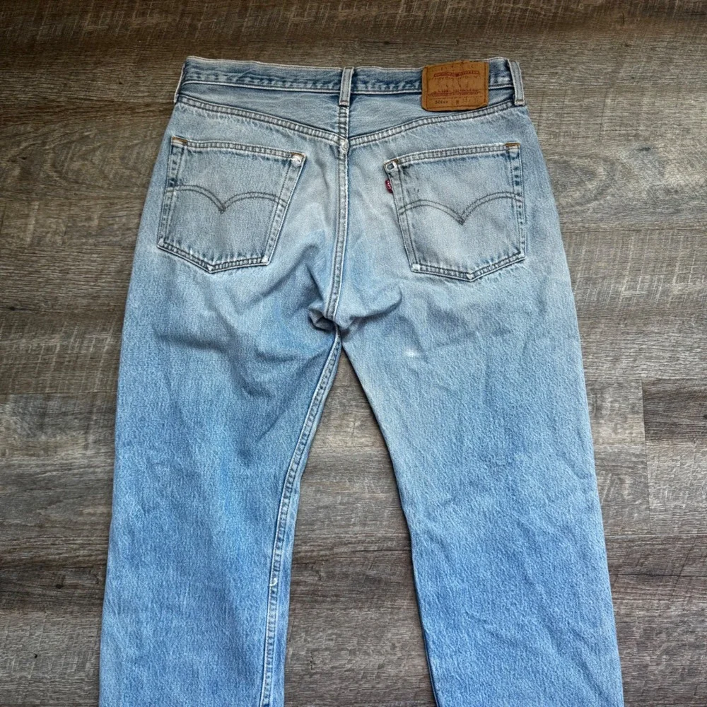 Levi's 501xx Vintage Jeans 33x33 Light Wash Blue Distressed Button Fly Thrashed